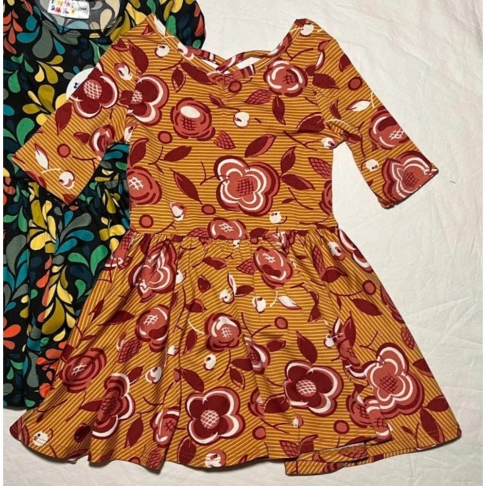Dot Smile Baby Girl 12 18 24 Mo Dress Lot 3pc Fall Leaf Floral Feather Theme NWT